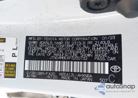 2023 Toyota Corolla Se from USA, damaged, VIN JTND4MBE6P3200732